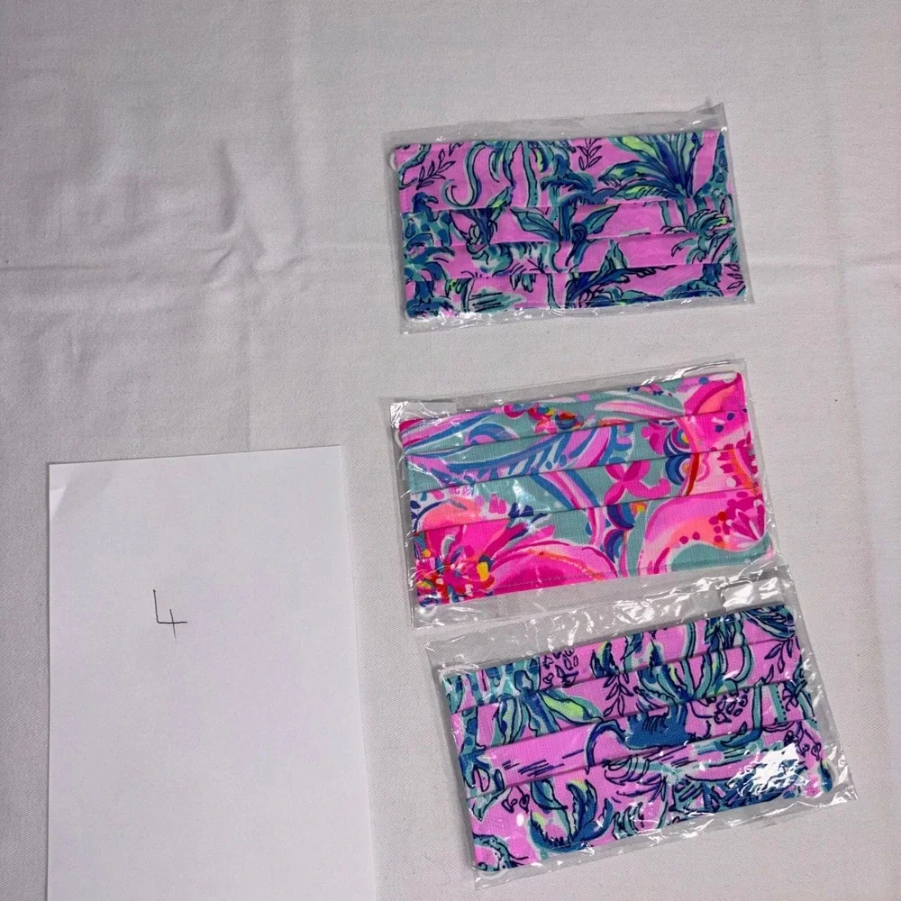 Lilly Pulitzer Face Mask Set 3PK OS Multi New NWT Floral Tropical Pleated Mask